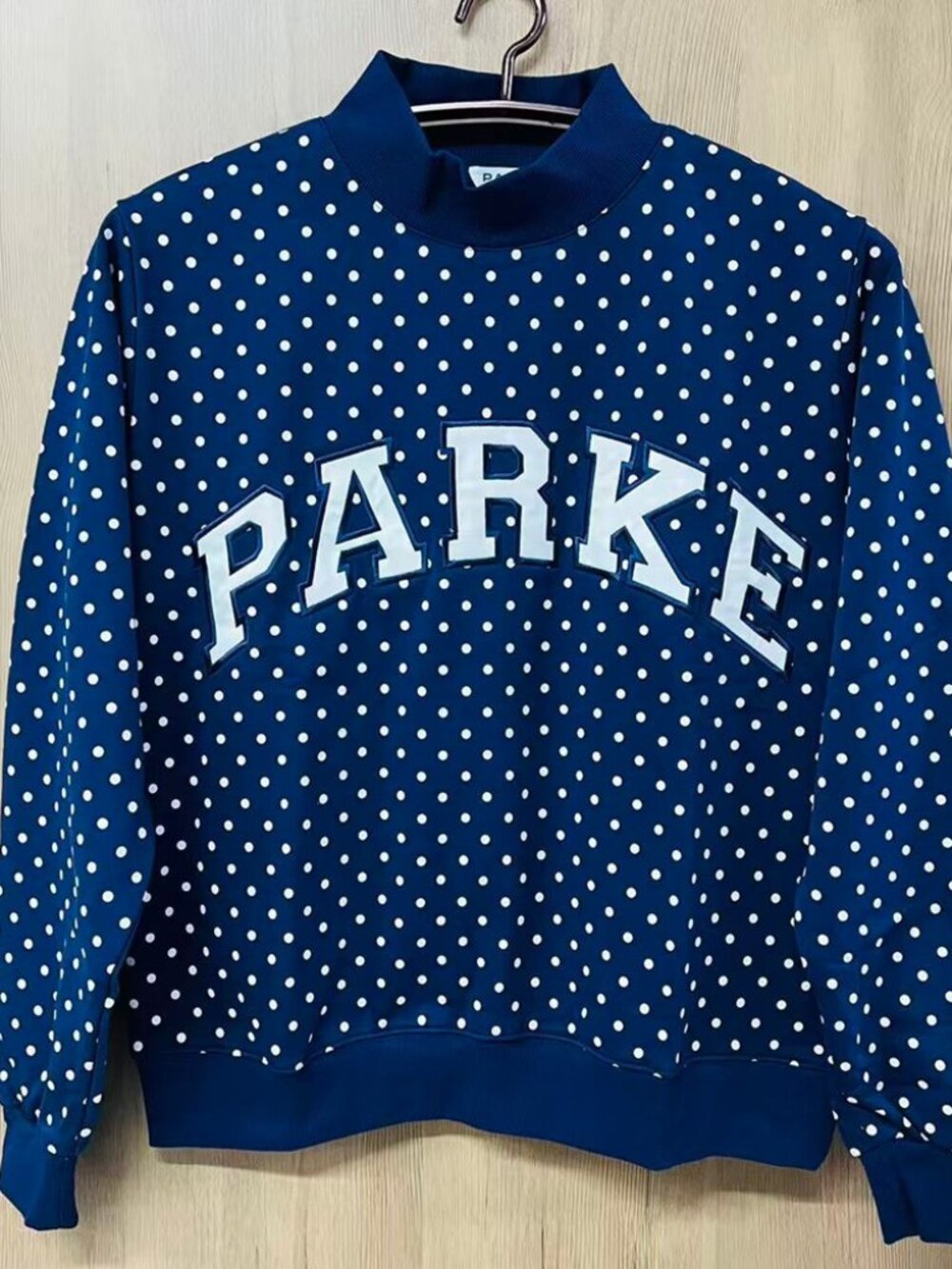 PARKE Polka Dot Mock Neck Sweatshirt S/M